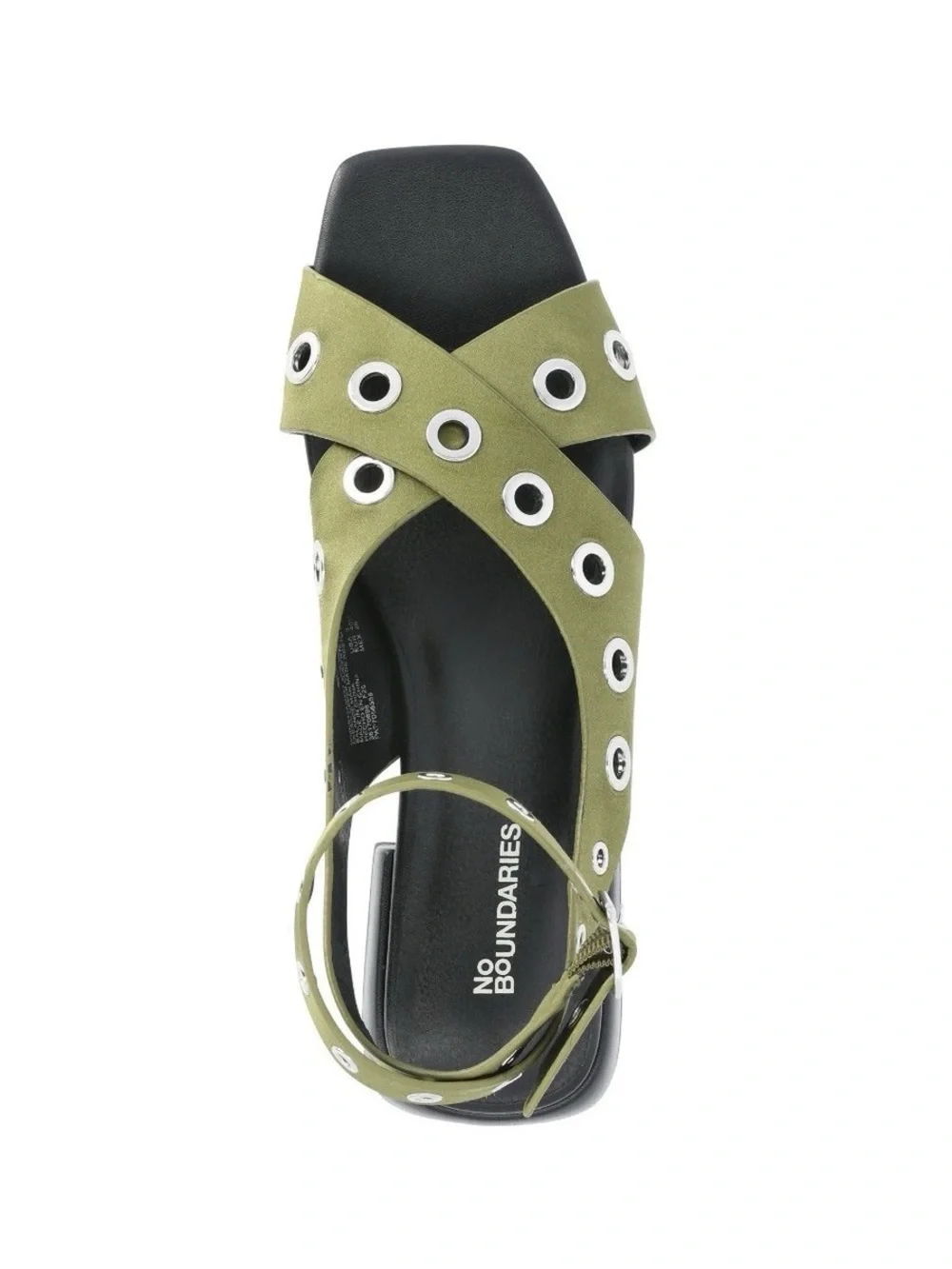 No Boundaries Size 11 Strappy Gourmet Sandals Flats Faux Leather Olive Green